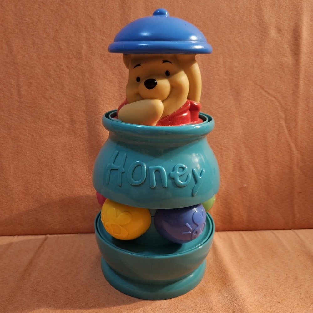 Disney Winnie the Pooh Spinning Honey Pot Pop-Up Baby Toy Mattel Vintage Works